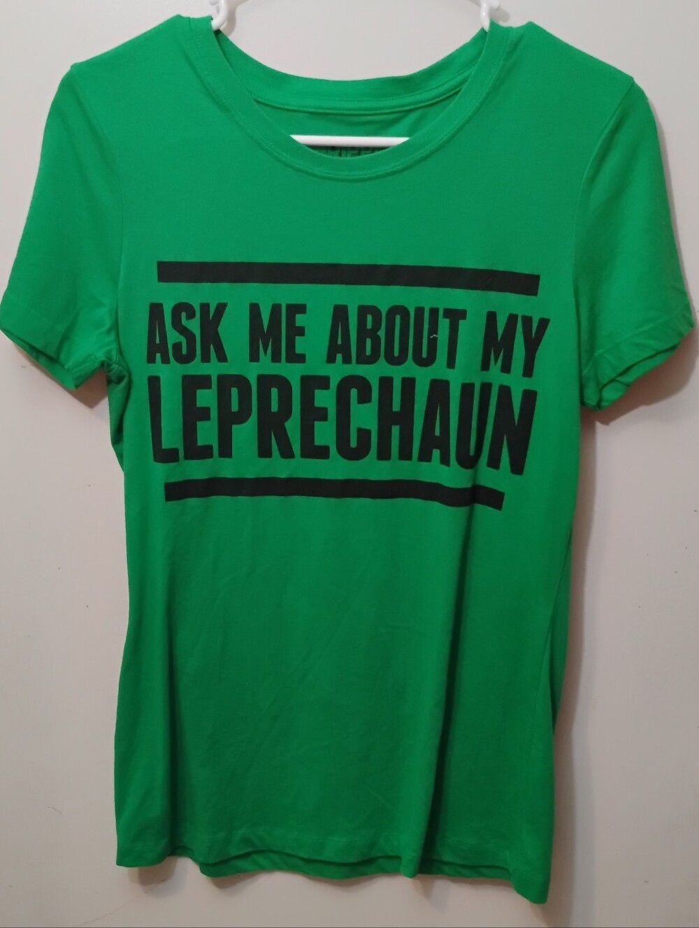 Green Graphic Tee - "Ask Me About My Leprechaun"